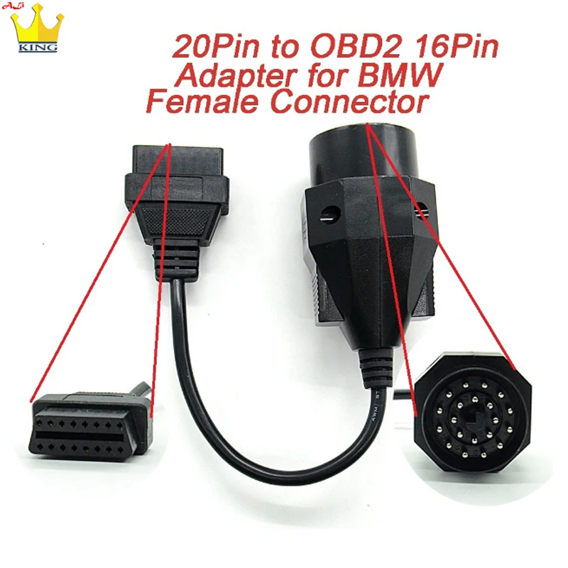 Адаптер OBD для BMW 20pin к OBD2 16-контактный гнездовой разъем e36 e39 X5 Z3 obd2 кабель