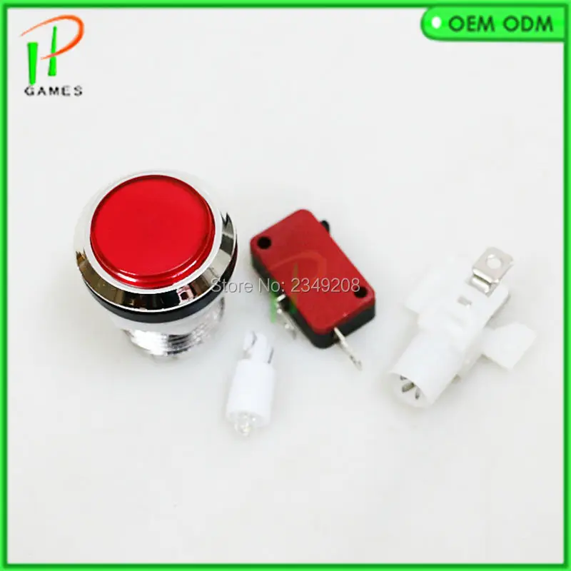 10pcs/lot 5V CHROME Plated push button led illuminated arcade with microswitch for DIY jamma game parts | Спорт и развлечения