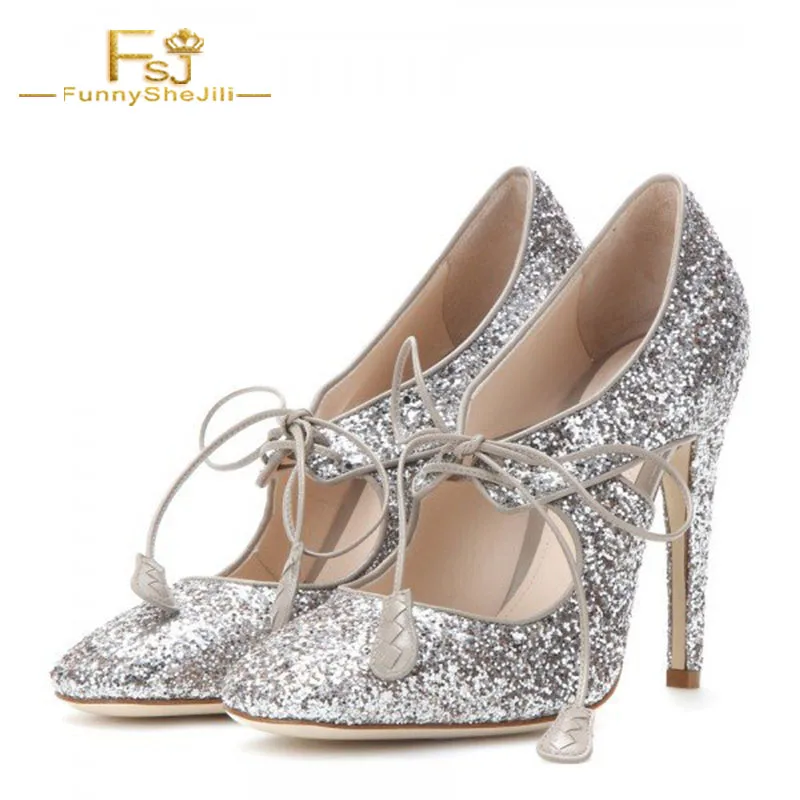 FSJ Women 2022 Spring Autumn Silver Glitter Shoes Lace up Sparkly High Stiletto Heel Wedding Prom Pumps Big Size Shoes 41 42 43
FSJ Women 2022 Spring Autumn Silver Glitter Shoes Lace up Sparkly High Stiletto Heel Wedding Prom Pumps Big Size Shoes 41 42 43