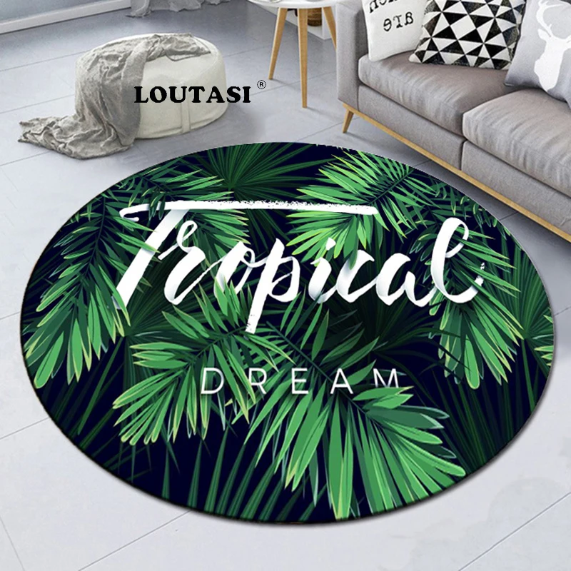 Фото LOUTASI тропический растительный круглый ковер для гостиной - купить
