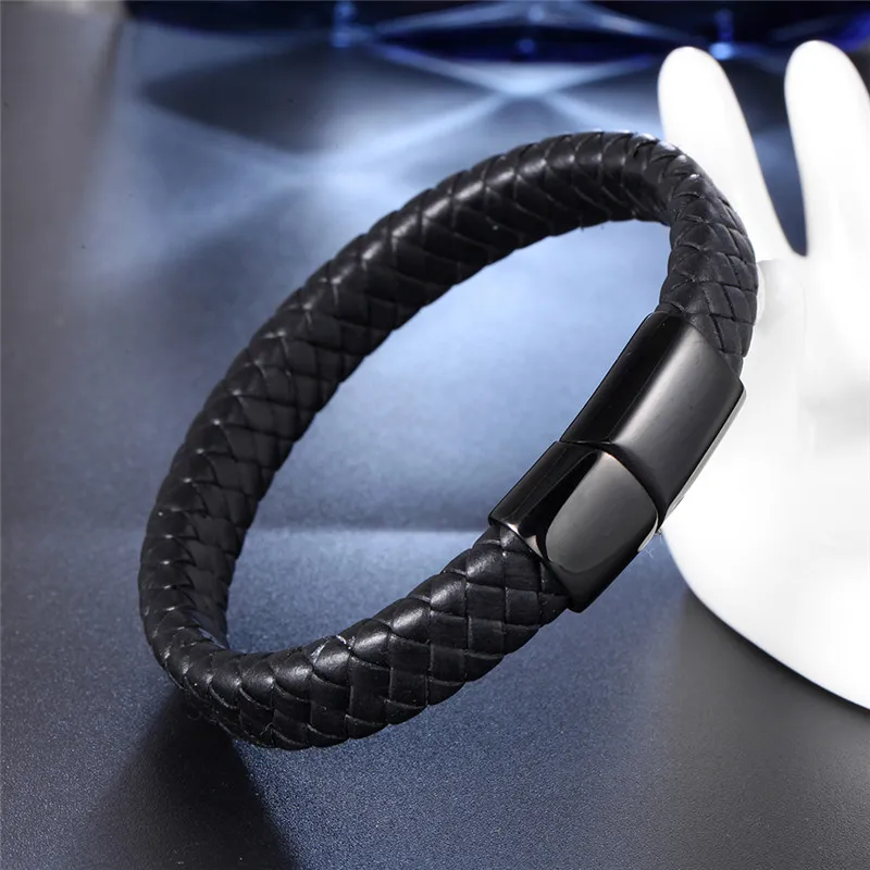 2019 Direct Selling Bileklik Pulseira Feminina Masculina Luxury Leather Steel Bracelet Men's Charm Magnetic Buckle | Украшения и