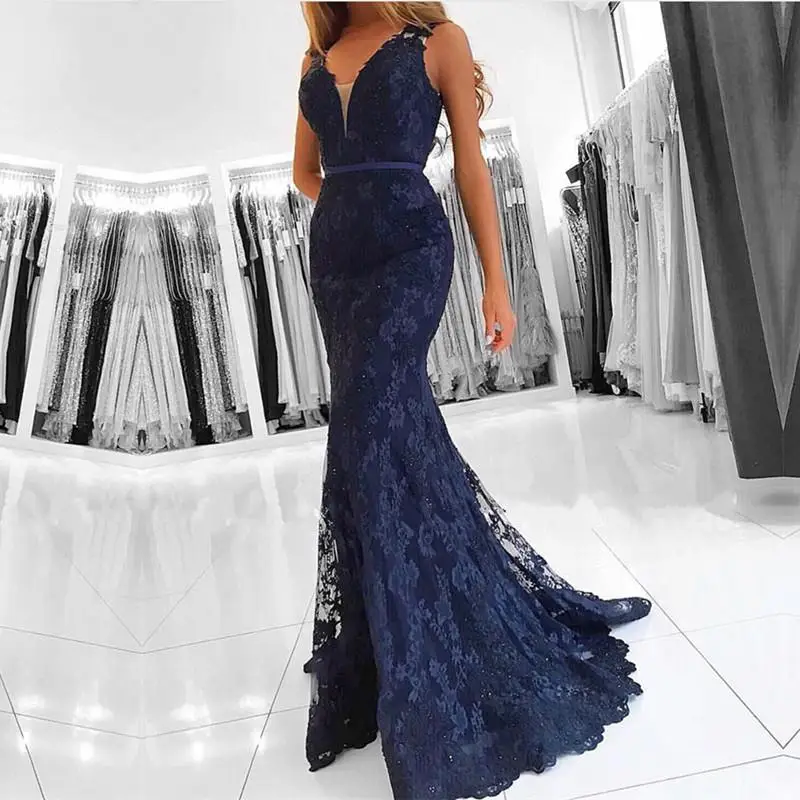 Elegant Lace Mermaid Evening Dresses 2021 Sexy Illusion Back Long Party Prom Gowns V-neck Formal Dresses Robe De Soiree
Elegant Lace Mermaid Evening Dresses 2021 Sexy Illusion Back Long Party Prom Gowns V-neck Formal Dresses Robe De Soiree