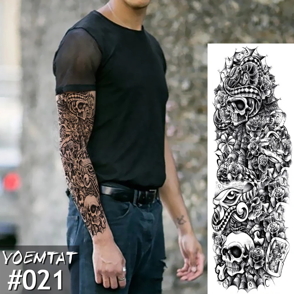 New Temporary Tattoo Sticker Skull Full Flower Tattoo with Arm Body Art Big Large Fake Tattoo Sticker
New Temporary Tattoo Sticker Skull Full Flower Tattoo with Arm Body Art Big Large Fake Tattoo Sticker