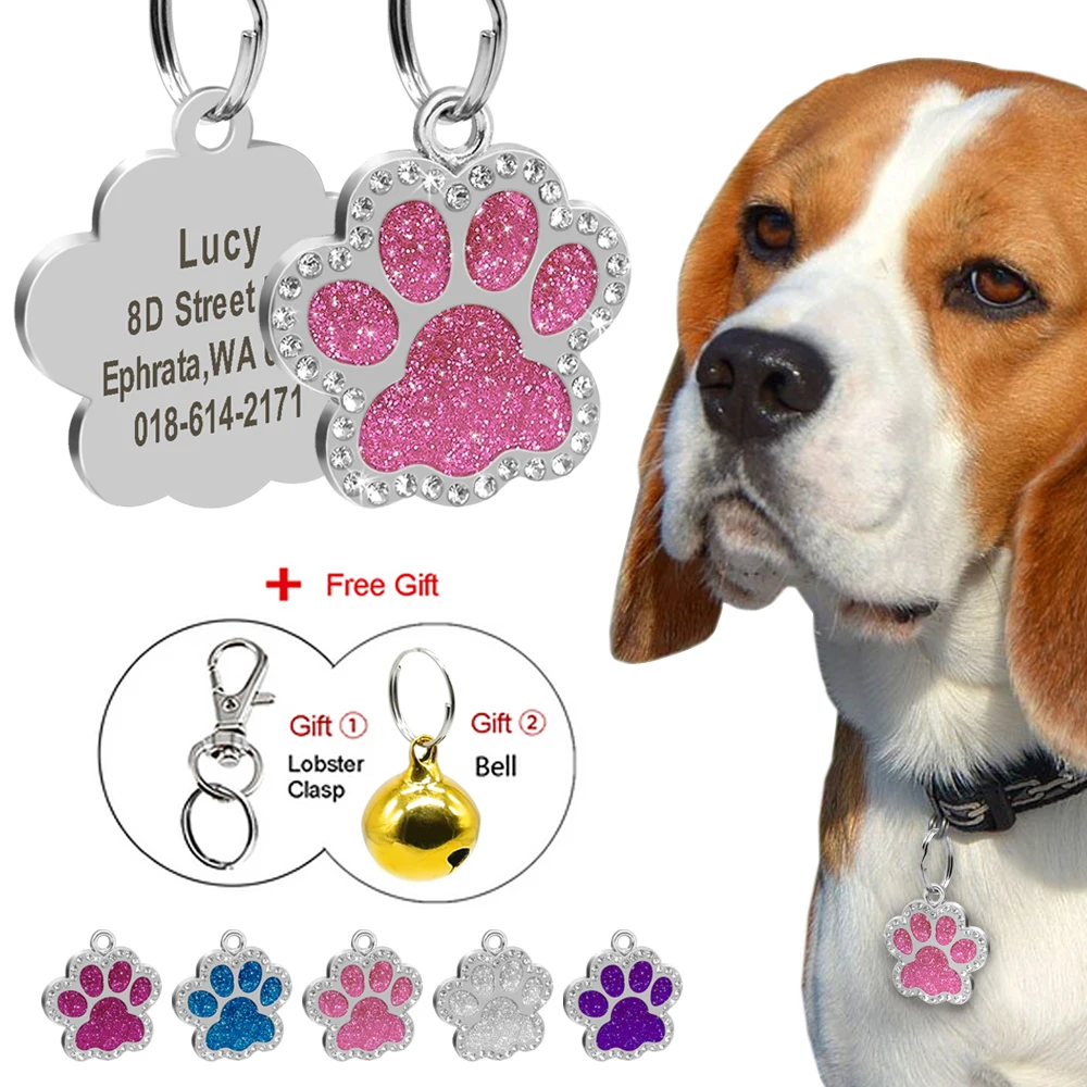 Dog Tag Engraved Crystal Paw Pet Id Tags Personalized Puppy Tag Stainless Steel Custom Nameplate for Dog Collar Accessories
Dog Tag Engraved Crystal Paw Pet Id Tags Personalized Puppy Tag Stainless Steel Custom Nameplate for Dog Collar Accessories