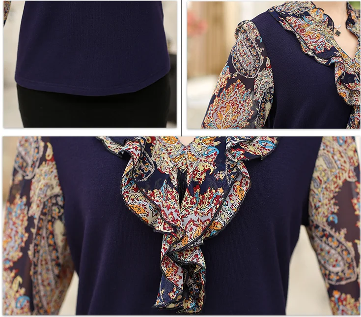 2021 Brand New Middle-Aged Women'S Blouses Long-Sleeved Stand Neck Print Ruffles Chiffon Cotton Large Size Women Tops Q314
2021 Brand New Middle-Aged Women'S Blouses Long-Sleeved Stand Neck Print Ruffles Chiffon Cotton Large Size Women Tops Q314
