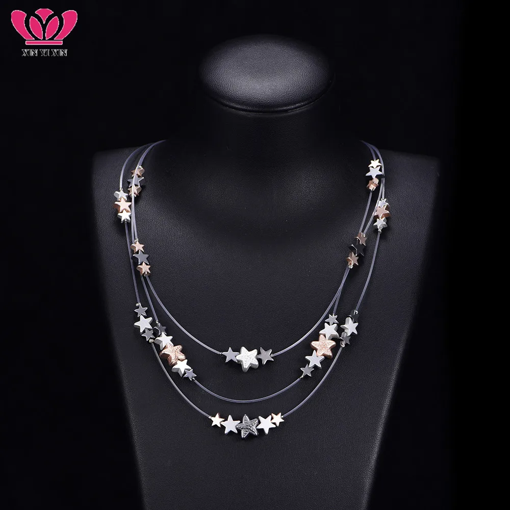 Vintage Multilayer Transparent Fish Line Choker Necklace Gold Color Small Star Charms Fashion Handmade Jewelry New Design 2019
Vintage Multilayer Transparent Fish Line Choker Necklace Gold Color Small Star Charms Fashion Handmade Jewelry New Design 2019