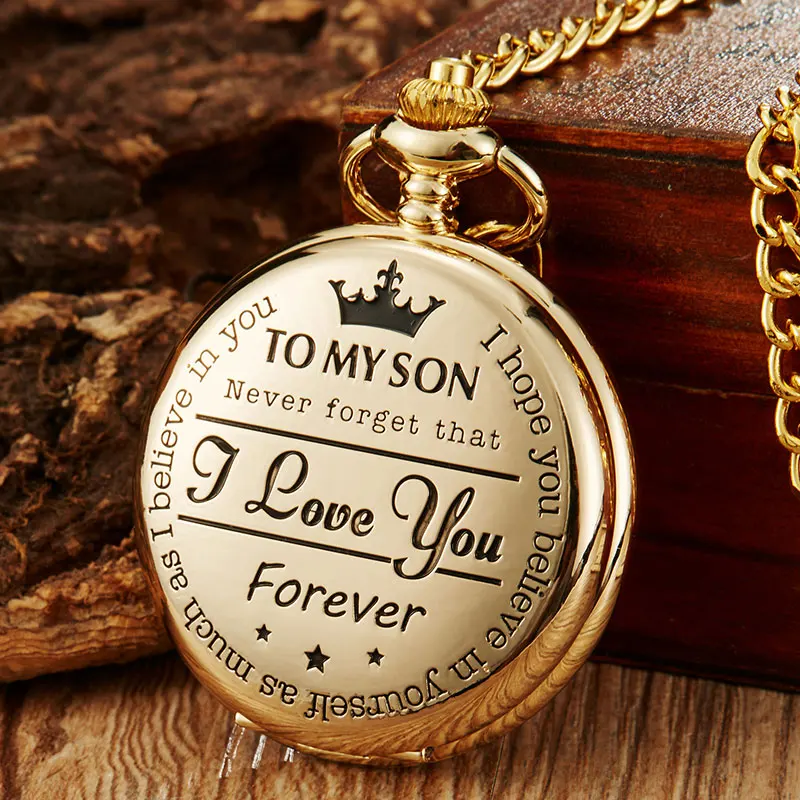 Quartz Pocket Watches Mens To My Son I Love You Golden Clock For Kids Child Pocket Watch Necklace Chain Children's Day Gifts
Quartz Pocket Watches Mens To My Son I Love You Golden Clock For Kids Child Pocket Watch Necklace Chain Children's Day Gifts