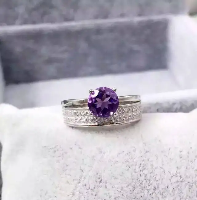 Natural amethyst Ring Natural gemstone ring S925 sterling silver trendy Elegant personality round two women girl gift Jewelry
Natural amethyst Ring Natural gemstone ring S925 sterling silver trendy Elegant personality round two women girl gift Jewelry