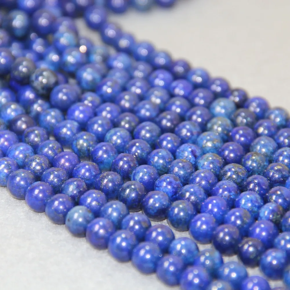 

Trendy Accessory Craft 8mm Fashion Blue Cyan Lapis Lazuli Semi Finished Round Stone Beads DIY Beads 15inch Jewelry Making Design