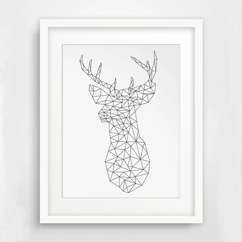 Ожерелье оригами олень стены искусства холст Poste геометрические анимы Deerl DIY