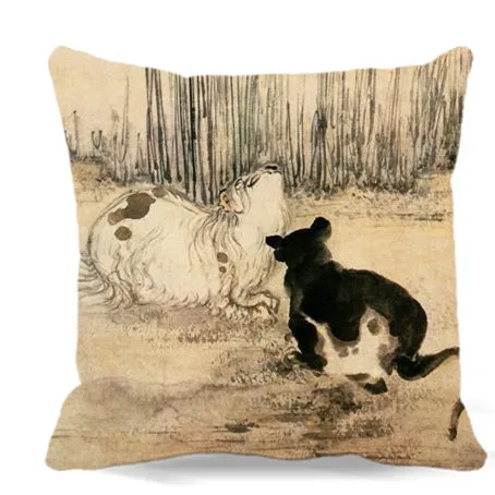 Chinese painting black cat and white dog Square Cushion cover Cotton polyester bedroom/chair/car/sofa seat
Chinese painting black cat and white dog Square Cushion cover Cotton polyester bedroom/chair/car/sofa seat