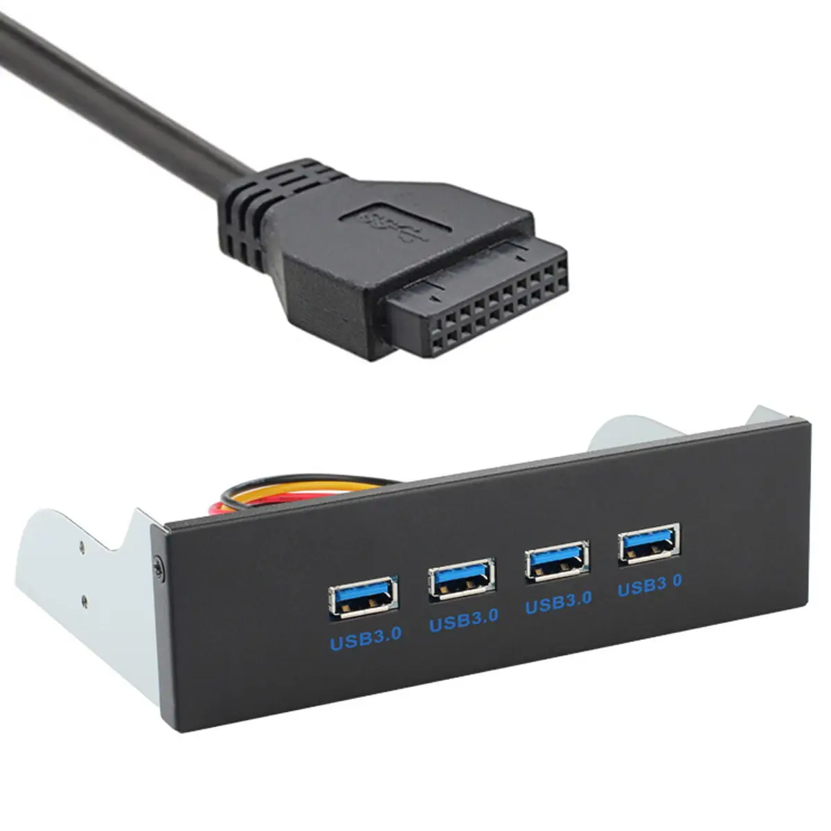 Motherboard 20Pin Connector to USB 3.0 HUB 4 Ports Front Panel Cable for 5.25" CD-ROM Bay
Motherboard 20Pin Connector to USB 3.0 HUB 4 Ports Front Panel Cable for 5.25" CD-ROM Bay