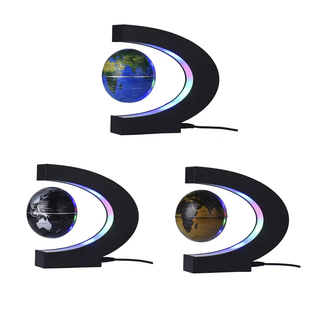 C-shaped globe led night light table atmosphere night lamp magnetic suspension globe gift ornaments Led nightlights