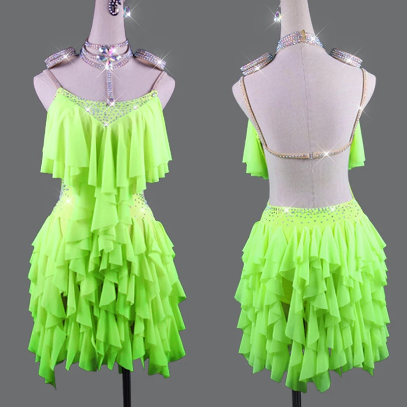 Dynamic Neon Green Latin Dance Dress Women Customized Children Size Female Camisa Flamengo Professional Latin Dresses VDB694
Dynamic Neon Green Latin Dance Dress Women Customized Children Size Female Camisa Flamengo Professional Latin Dresses VDB694