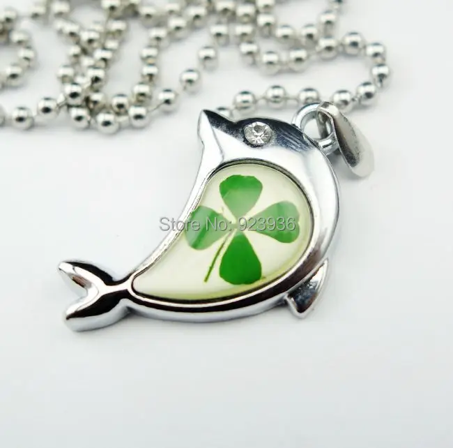 10 PCS St. Patrick's Day Real Four Leaf Clover Chic Dolphin Shape Necklace Stainless Steel Ball Bead 70 CM Chain
10 PCS St. Patrick's Day Real Four Leaf Clover Chic Dolphin Shape Necklace Stainless Steel Ball Bead 70 CM Chain