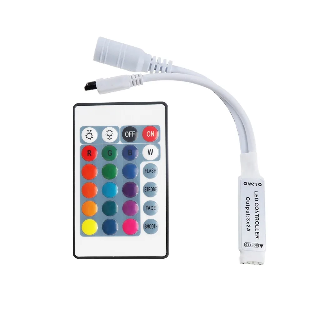 DC5-24V Mini 24 Key RGB Controller Led Strip IR Remote Control For 3528 5050 RGB SMD Strip Light Wireless Output 3*2A JQ
DC5-24V Mini 24 Key RGB Controller Led Strip IR Remote Control For 3528 5050 RGB SMD Strip Light Wireless Output 3*2A JQ