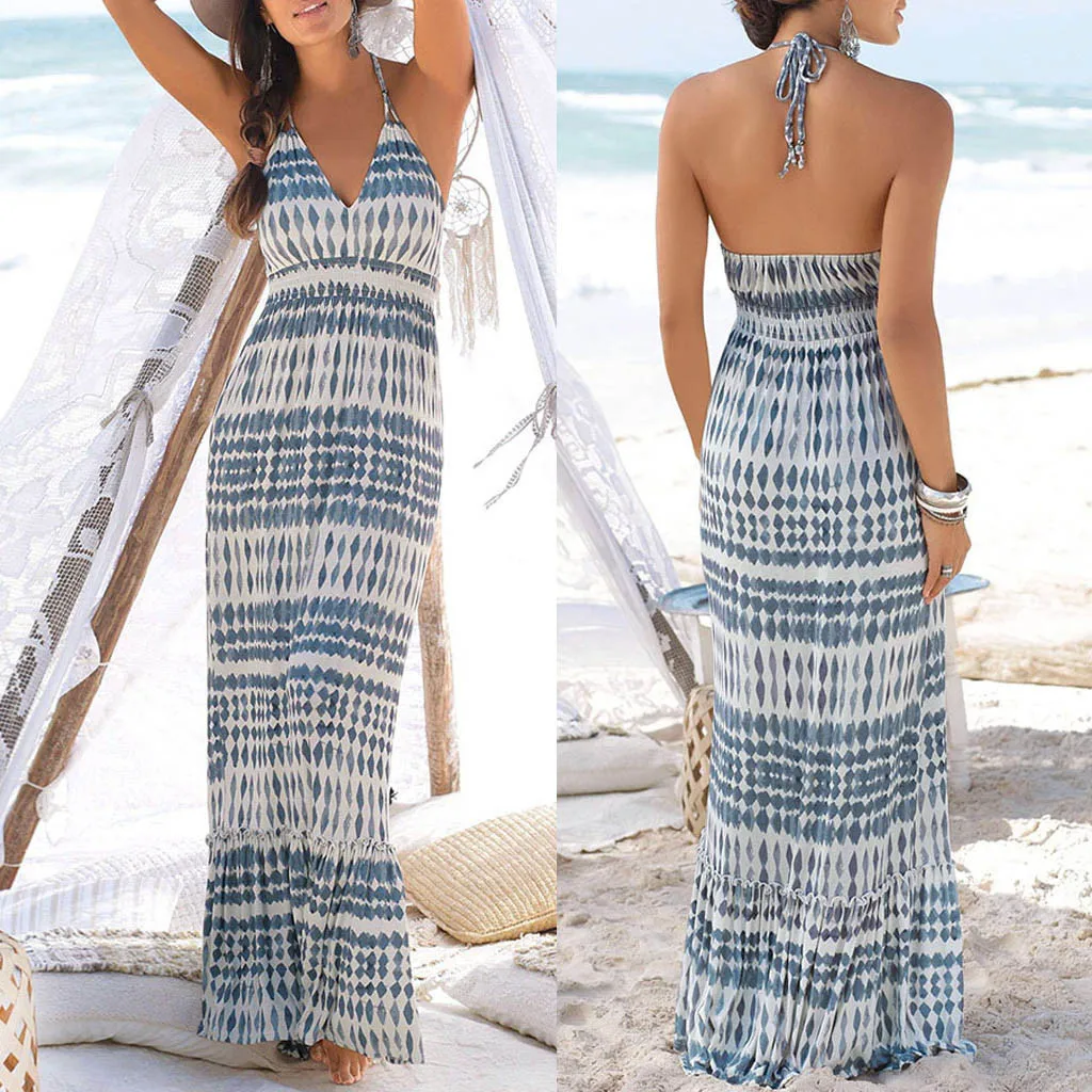 Summer Hot Products Women's Sleeveless Halter Print Dress Casual Halter Sleeveless Halter Print Long Dress robe femme 40*
Summer Hot Products Women's Sleeveless Halter Print Dress Casual Halter Sleeveless Halter Print Long Dress robe femme 40*