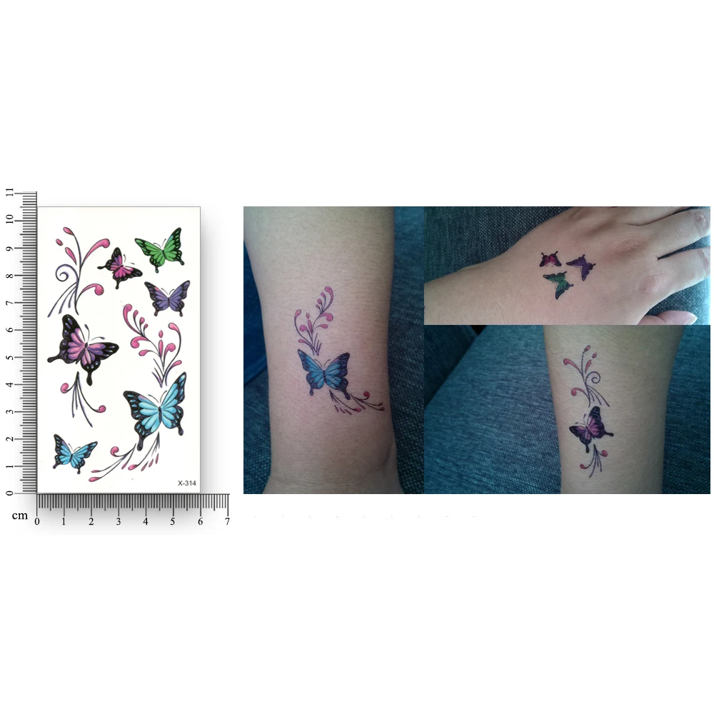 Переводные наклейки в виде бабочек имитация Временной Татуировки для женщин и