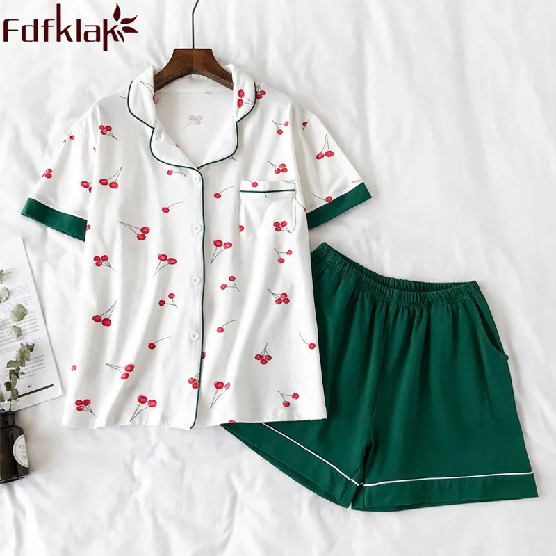 Летняя Хлопковая пижама Fdfklak с коротким рукавом, новая Пижама, женская одежда, одежда для сна, женская пижама из 2 предметов, ночное белье Q1294 
Летняя Хлопковая пижама Fdfklak с коротким рукавом, новая Пижама, женская одежда, одежда для сна, женская пижама из 2 предметов, ночное белье Q1294