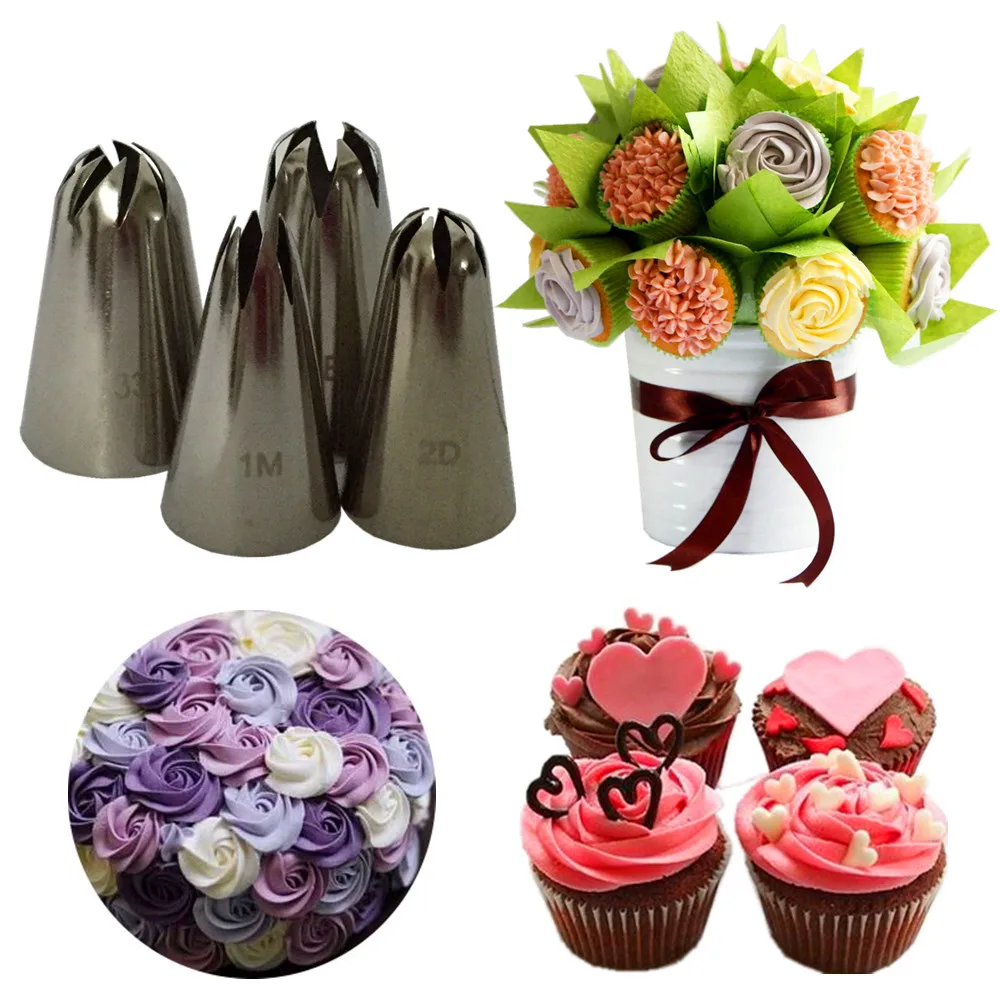 4pcs Cream Tips Set Stainless Steel Piping Nozzle Pastry Tool Cake Cream Decoration Cupcake Flower Rose Cream Icing Piping Tips
4pcs Cream Tips Set Stainless Steel Piping Nozzle Pastry Tool Cake Cream Decoration Cupcake Flower Rose Cream Icing Piping Tips