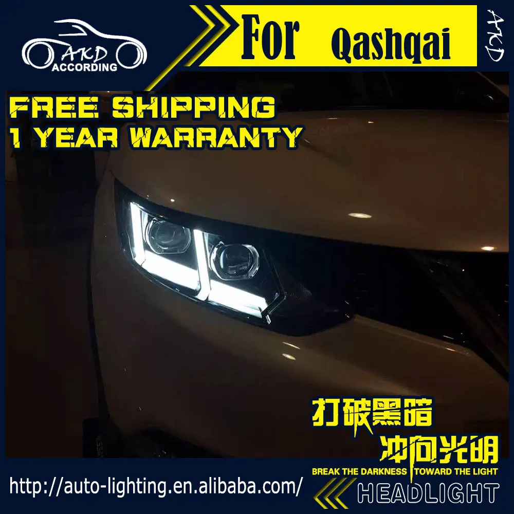 

AKD Car Styling Head Lamp for Nissan Qashqai Headlights 2016-2017 Dualis LED Headlight H7 D2H Hid Option Angel Eye Bi Xenon Beam