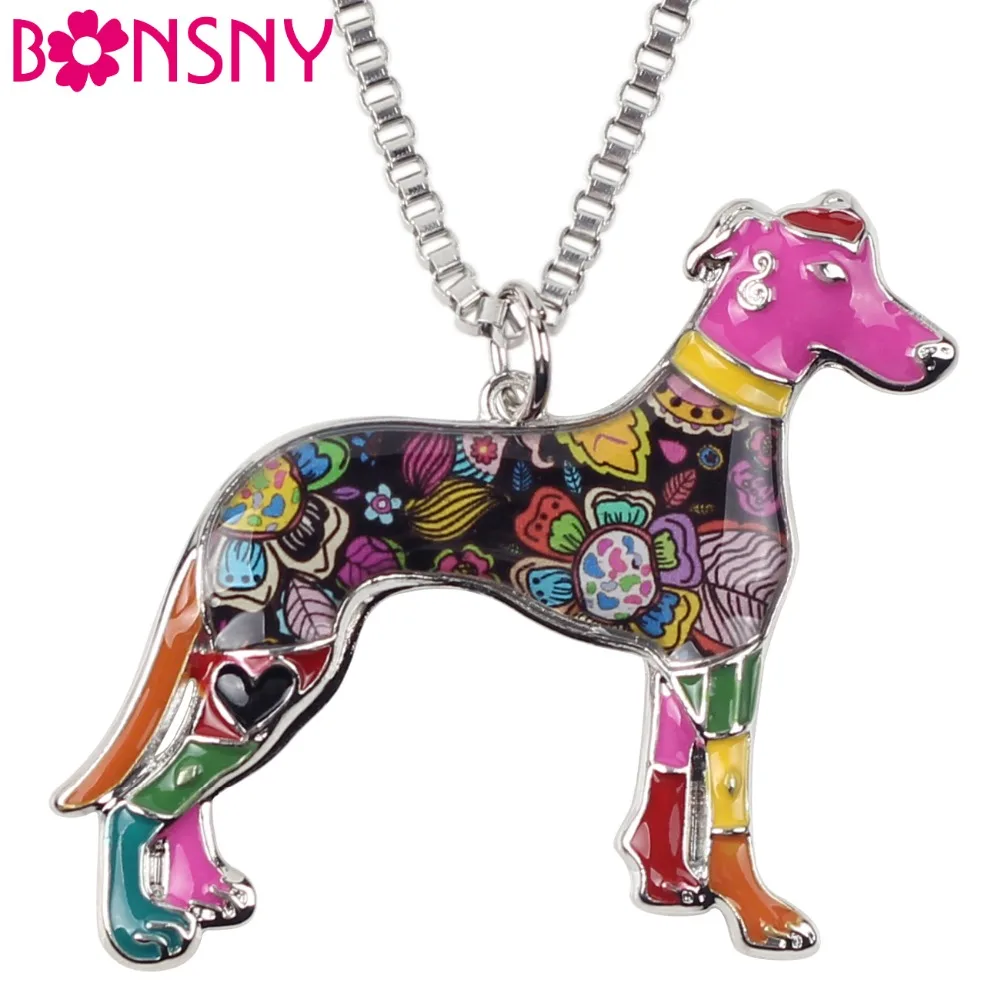 Bonsny Enamel Alloy Floral Greyhound Greadog Dog Necklace Pendant Chain Collar Fashion Jewelry For Women Girls Gift Accessories
Bonsny Enamel Alloy Floral Greyhound Greadog Dog Necklace Pendant Chain Collar Fashion Jewelry For Women Girls Gift Accessories