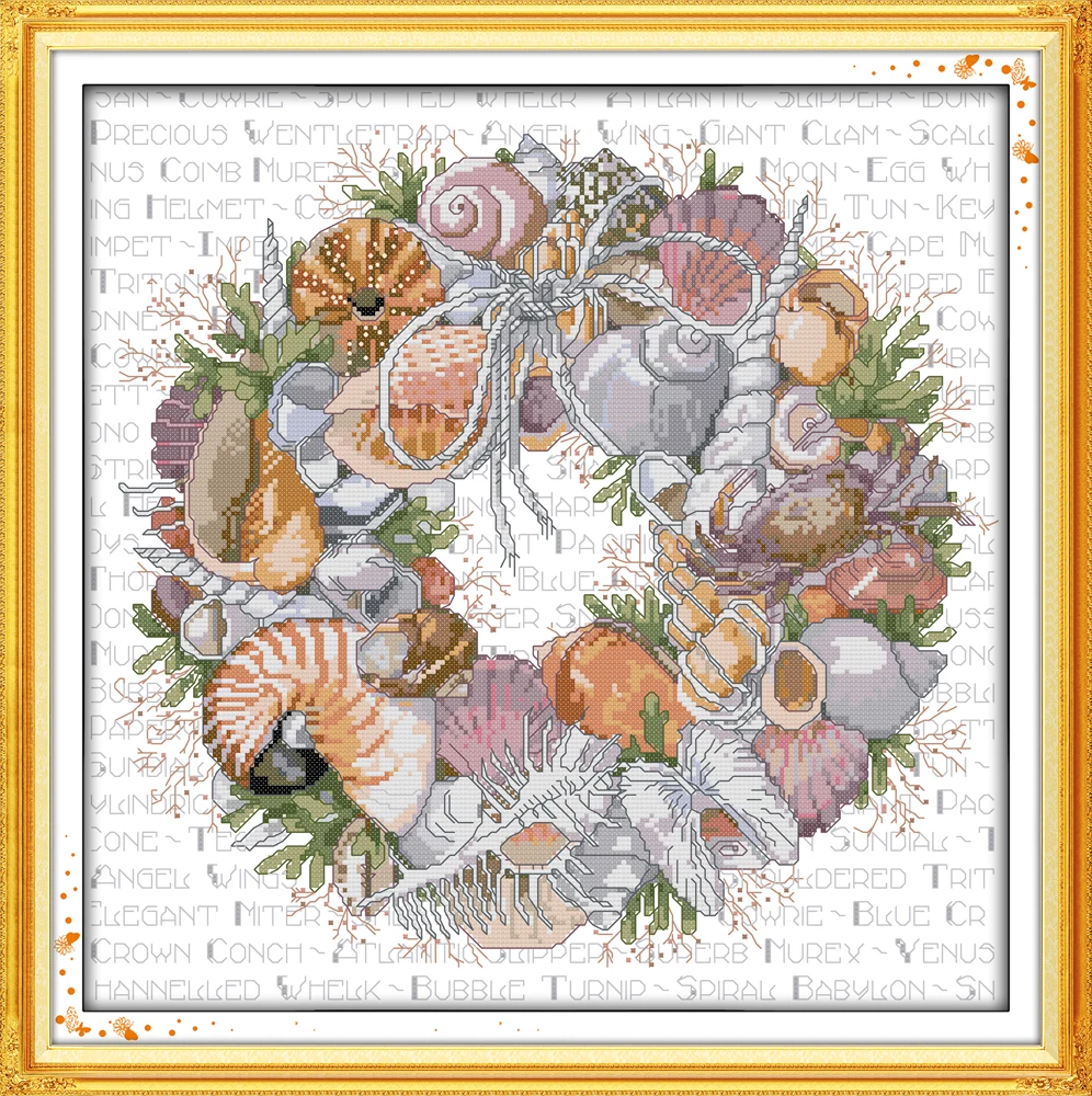 The conch wreath cross stitch kit pattern printed on canvas 18ct count canvas stitching embroidery DIY handmade needlework
The conch wreath cross stitch kit pattern printed on canvas 18ct count canvas stitching embroidery DIY handmade needlework