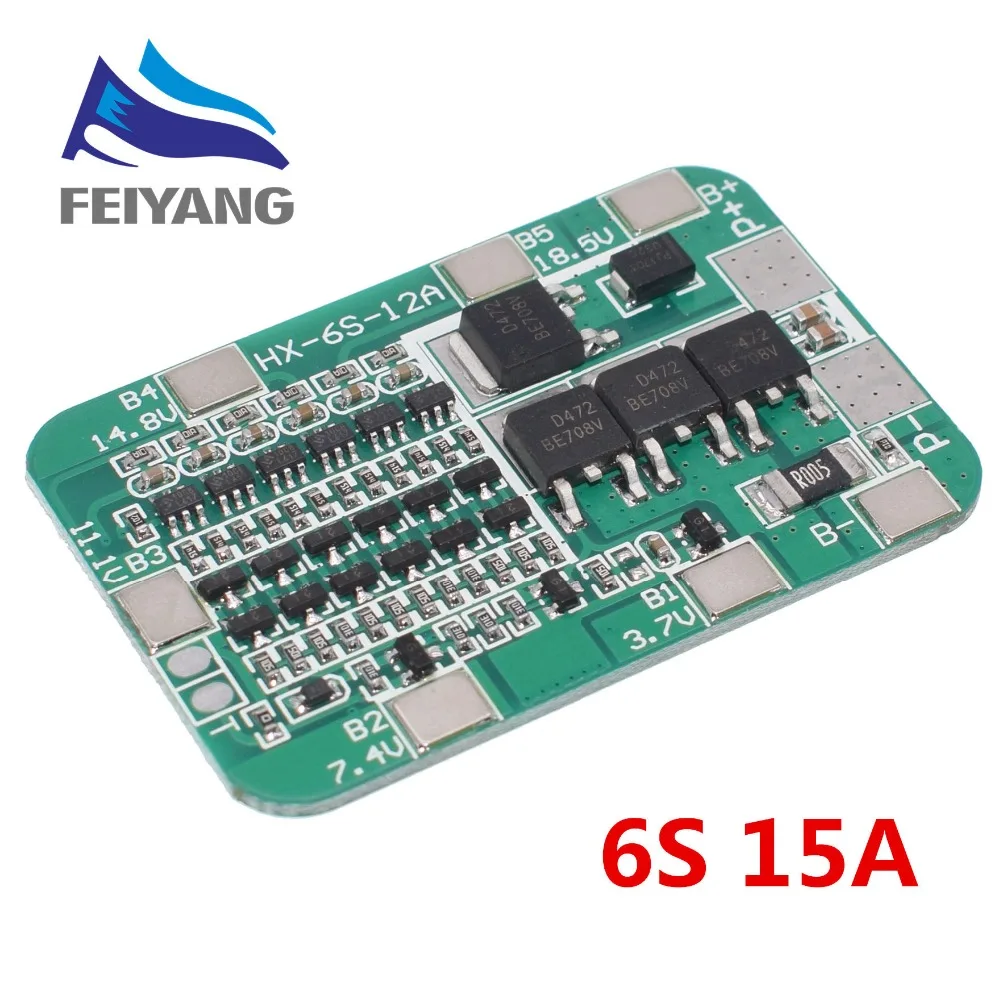 6S 15A 24V PCB плата защиты BMS для 6 шт 18650 литий ионная литиевая Батарея солнечных