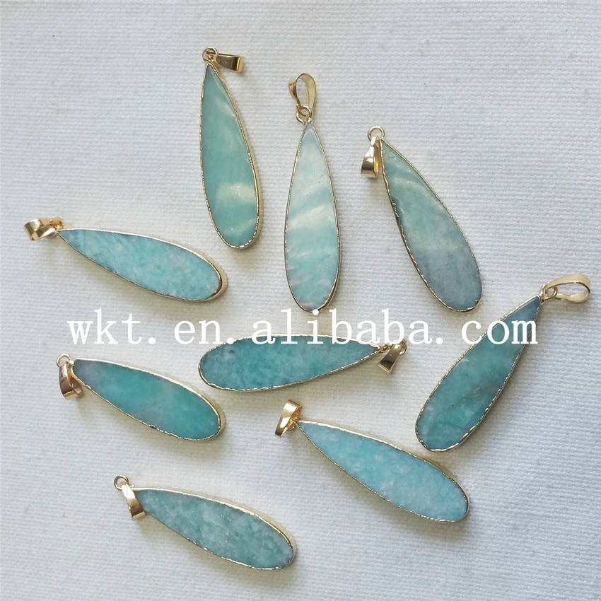 WT- P719 natural teardrop amazonite pendant ,long teardrop amazonite pendant with 24k gold trim
WT- P719 natural teardrop amazonite pendant ,long teardrop amazonite pendant with 24k gold trim