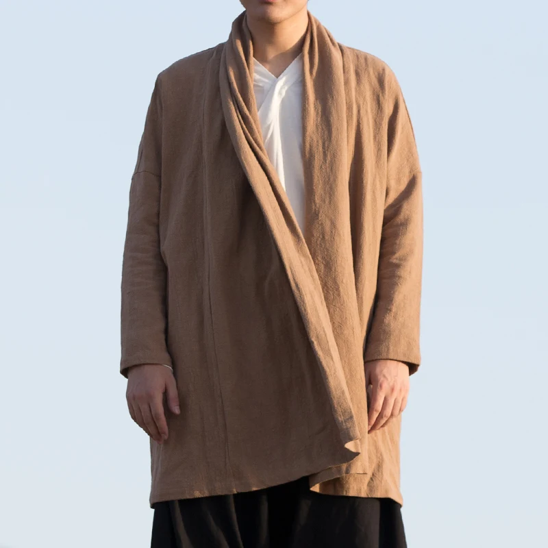 Men Cotton Linen Casual Long Trench Jacket Cloak Chinese Style Cardigan Jacket Male Loose Kimono Outerwear
Men Cotton Linen Casual Long Trench Jacket Cloak Chinese Style Cardigan Jacket Male Loose Kimono Outerwear