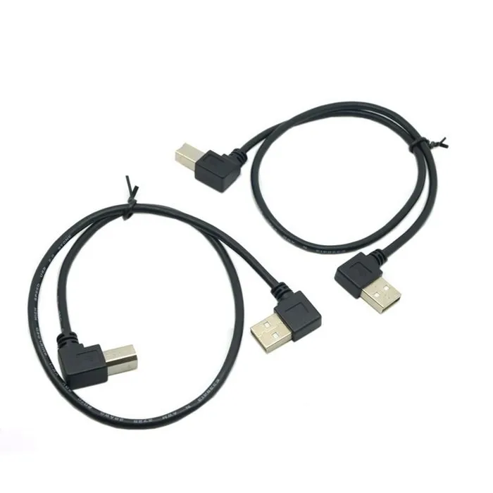 Правый и левый Угловой 90 градусов USB 2 0 A папа B принтер сканер жесткий диск кабель