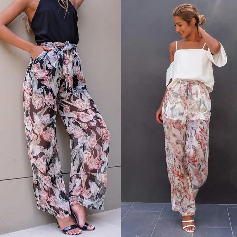 WomenTie Waist Floral Print Chiffon Wide Leg Palazzo Pants Sumemr Women Casual Loose Pockets Front Bottom Wear Resistant Sun
WomenTie Waist Floral Print Chiffon Wide Leg Palazzo Pants Sumemr Women Casual Loose Pockets Front Bottom Wear Resistant Sun