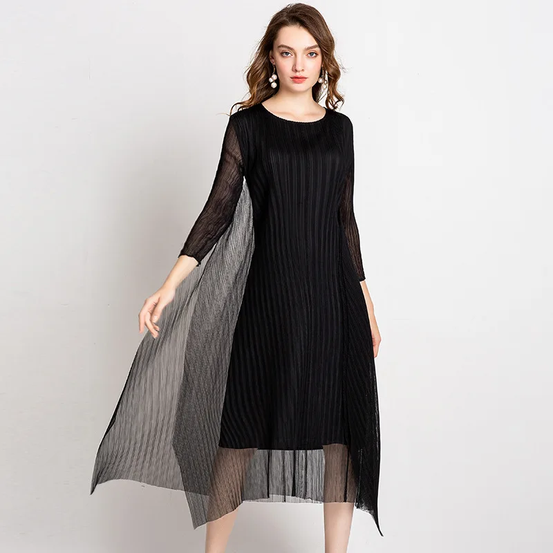 2018 New Arrival Women Pleated Lady Elegant Office Lady A-line Solid Three Quarter Sleeves Lace Mid-calf O-neck Autumn Dresses
2018 New Arrival Women Pleated Lady Elegant Office Lady A-line Solid Three Quarter Sleeves Lace Mid-calf O-neck Autumn Dresses