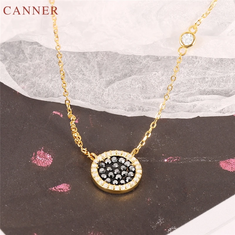 925 Sterling Silver Zircon Round Coin Necklaces Pendants Fashion Jewelry Gold Chain Necklace Women Girls Gifts collar mujer C40 | Украшения