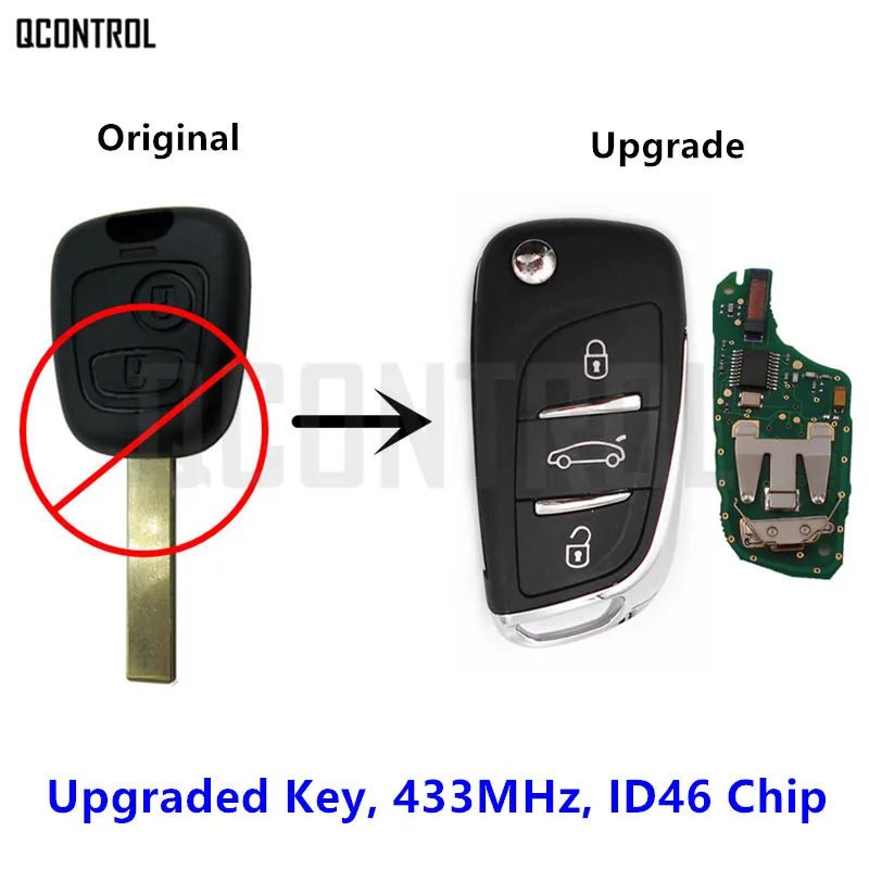Qcontrol обновлен флип ключ для Peugeot 307 (2001 28/03/2005) без может мультиплекс HU83 лезвие|key