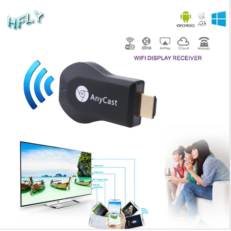 HFLY 1080 P HD anycast M2 plus самоклеющийся интерфейс для ТВ wifi tv Miracast DLNA Airplay mirascreen с android ios pa