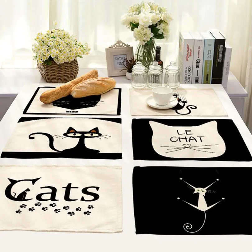 Black cat placemat Fabric coaster Table decoration mat Kitchen Posavasos Manteles individuales Onderzetters H222
Black cat placemat Fabric coaster Table decoration mat Kitchen Posavasos Manteles individuales Onderzetters H222