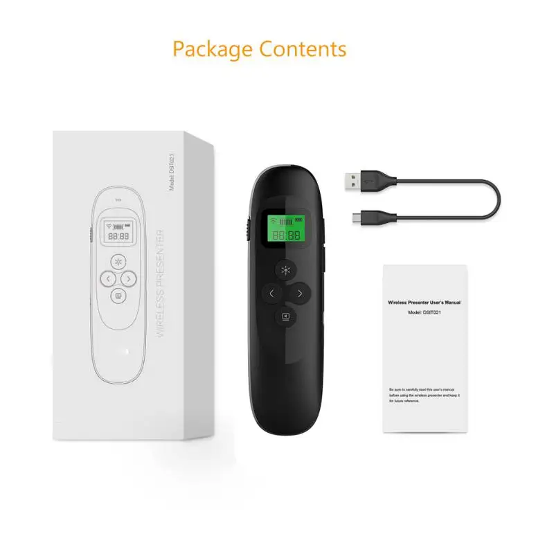 2.4GHz Wireless USB Point PPT Remote Control Wireless Presenter Laser flip pen Rechargeable Presentation Remote with LCD Display
2.4GHz Wireless USB Point PPT Remote Control Wireless Presenter Laser flip pen Rechargeable Presentation Remote with LCD Display