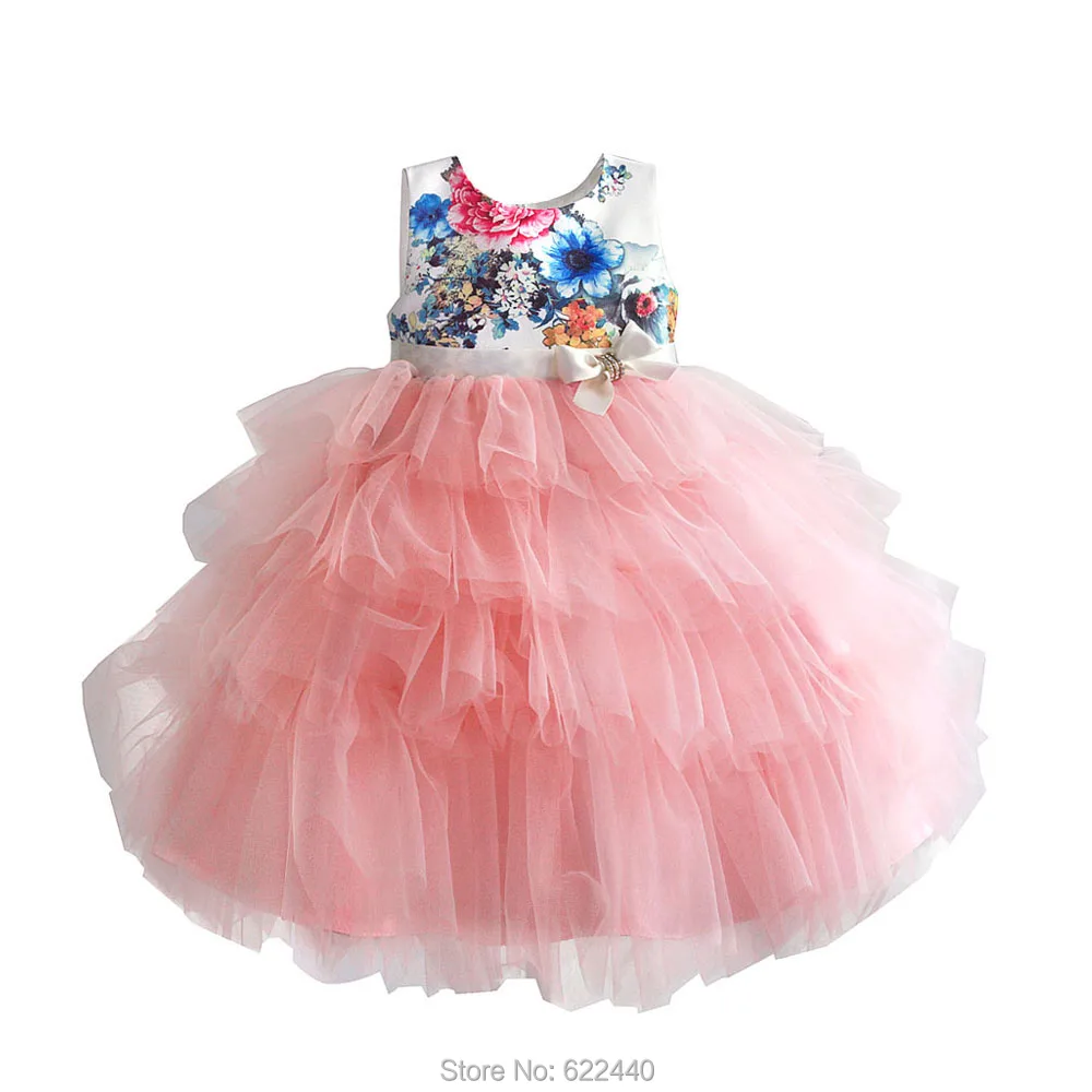 Пышные Платья с цветочным принтом для девочек платье торжеств маленьких детское