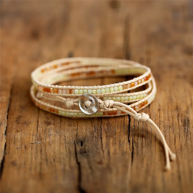 Женский плетеный браслет ручной работы в стиле бохо винтажный многослойный на