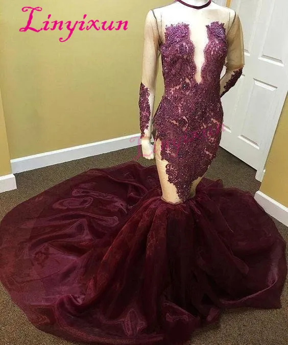 Linyixun Sexy Long Mermaid Prom Dresses 2018 Applique Lace Evening Gowns Scoop Neck See Through Sweep Train Evening Dresses
Linyixun Sexy Long Mermaid Prom Dresses 2018 Applique Lace Evening Gowns Scoop Neck See Through Sweep Train Evening Dresses