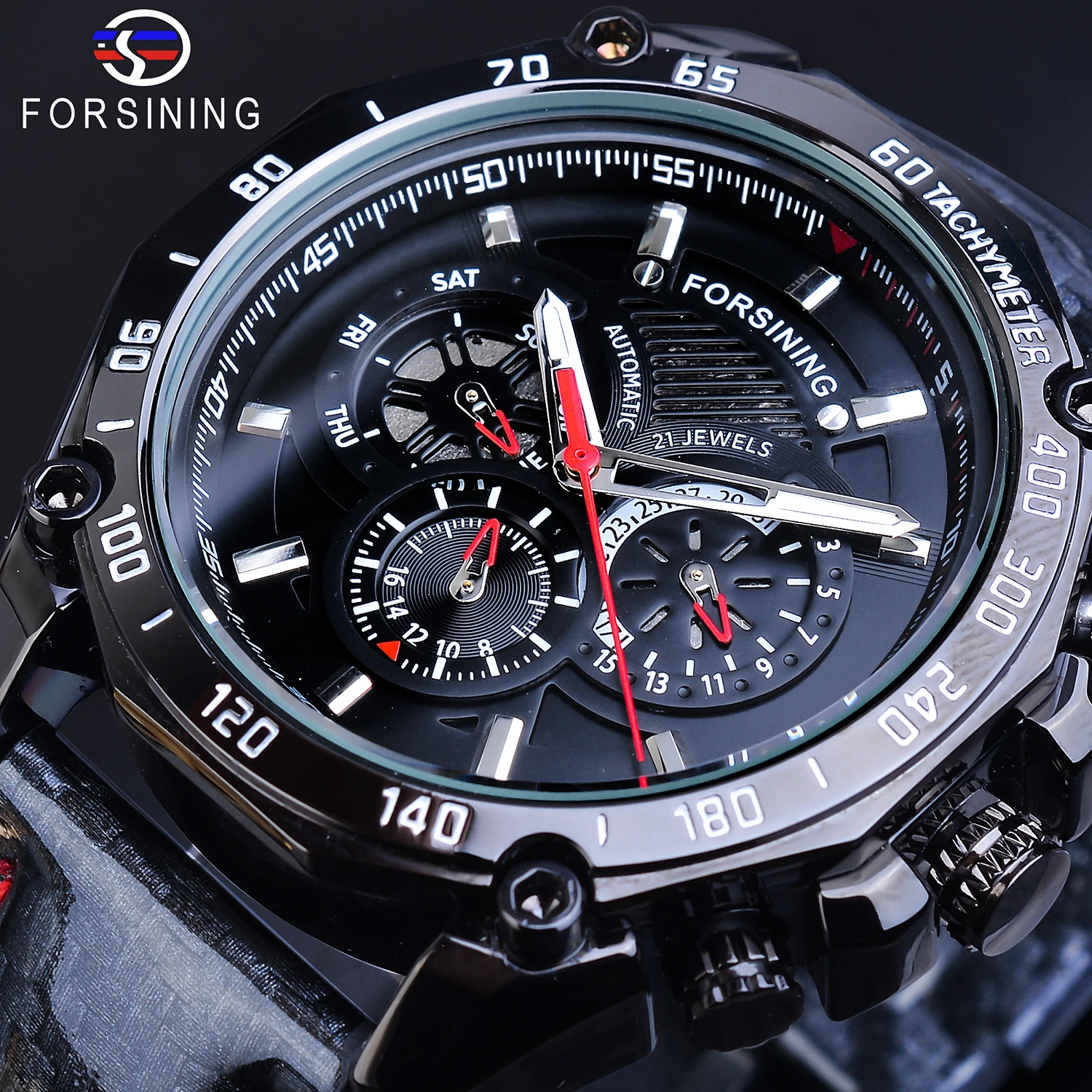 Forsining Fashion Mens Watch Automatic Black 3 Dial Calendar Luminous Hand Reflective Leather Band Mechanical Watches + Gift Box
Forsining Fashion Mens Watch Automatic Black 3 Dial Calendar Luminous Hand Reflective Leather Band Mechanical Watches + Gift Box