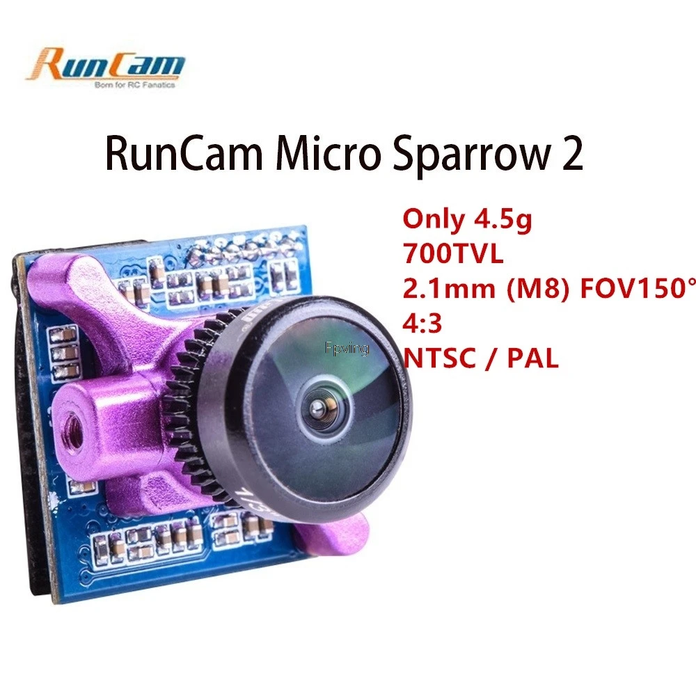 2018 Новый RunCam микро Sparrow 2 интегрированный OSD 4:3 PAL 1 мм объектив FOV 150 градусов 700TVL