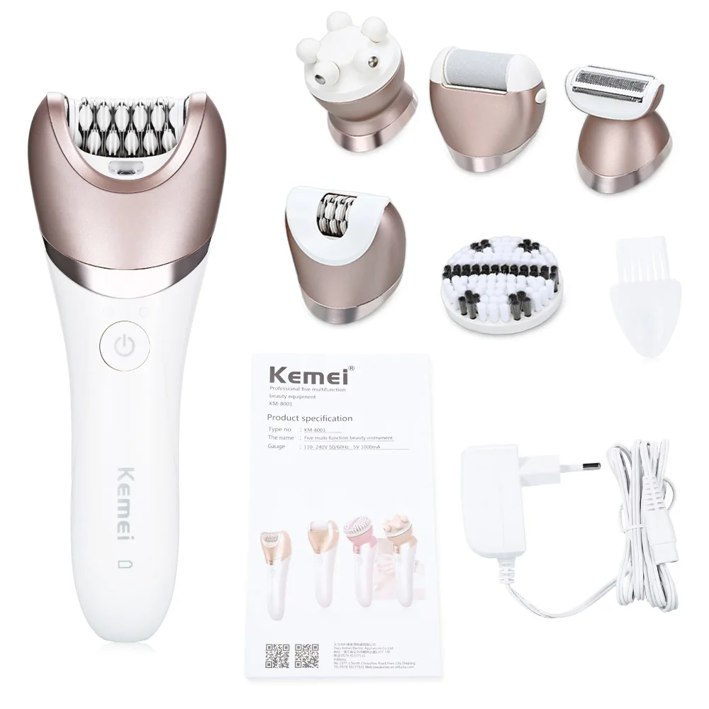 5 In 1 Rechargeable Shaver Electric Epilator Waterproof Shaving Hair Remover Women Defeatherer Massager Callus Removal Set | Красота и