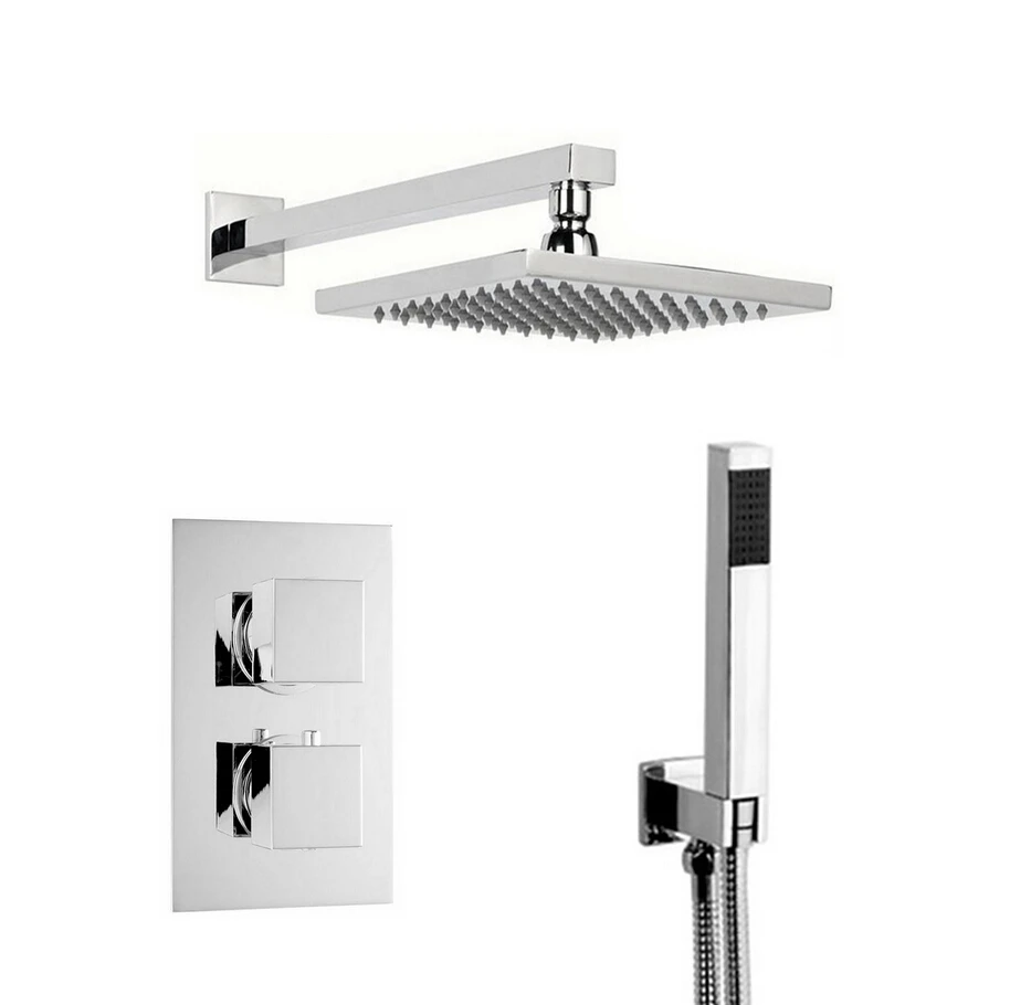Concealed Square Thermostatic Shower Set Chrome Handheld & Fixed Shower 350mm 012
Concealed Square Thermostatic Shower Set Chrome Handheld & Fixed Shower 350mm 012