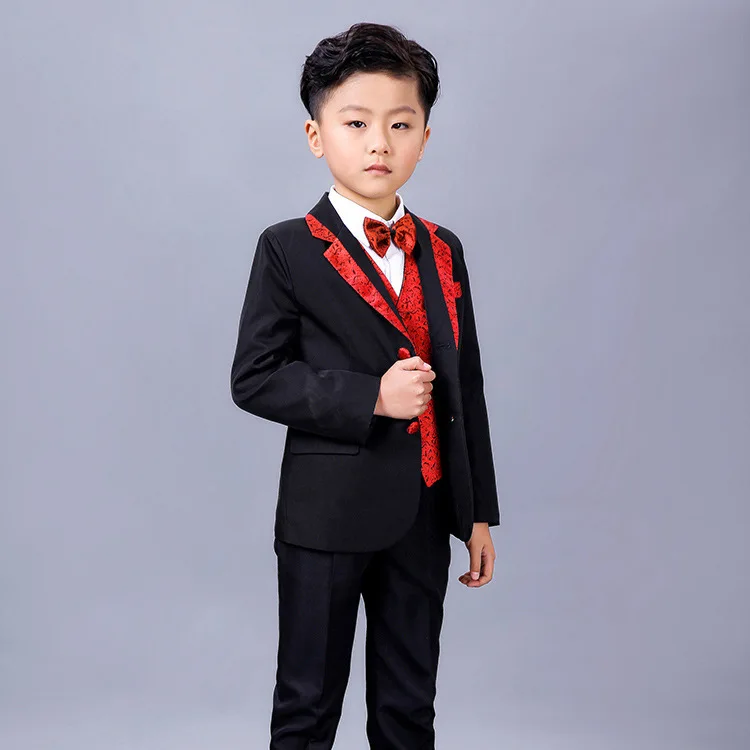 4 шт. детский официальный костюм для мальчиков Блейзер жилет брюки галстук
