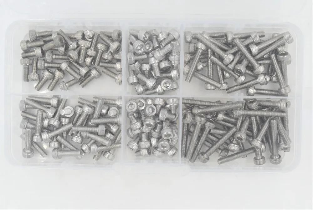 160pcs / set m3 metric Threads socket SS304 Screws Stainless steel m3 Screws assortment set bra Equipment
160pcs / set m3 metric Threads socket SS304 Screws Stainless steel m3 Screws assortment set bra Equipment