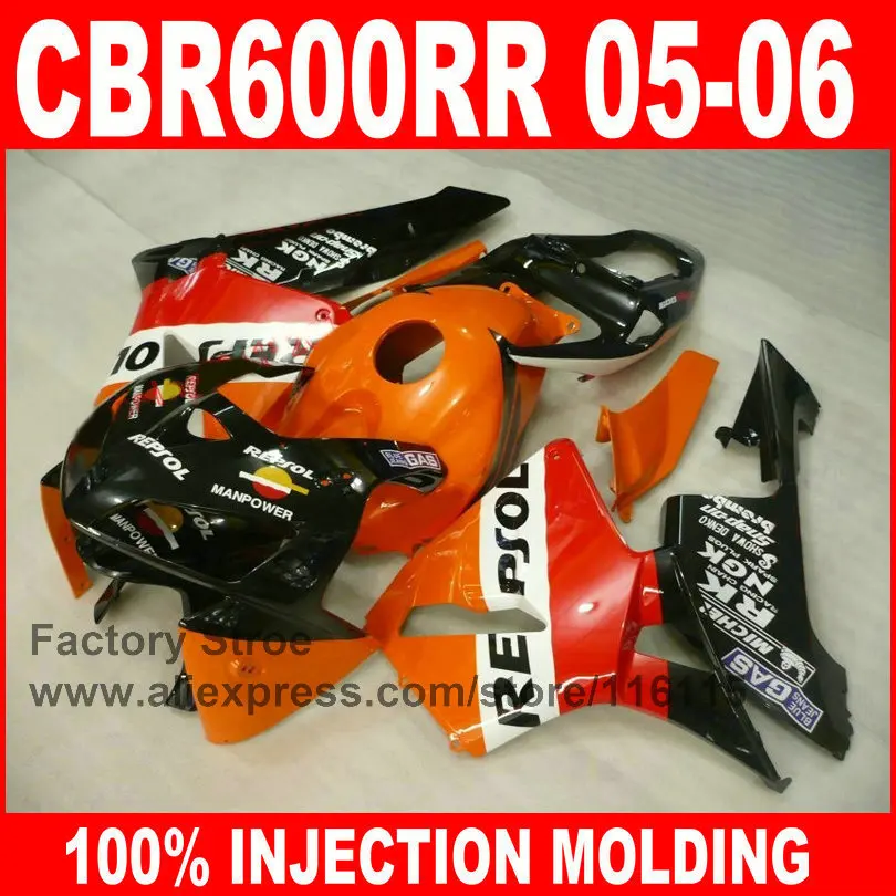 Custom 100% Injection Molding parts for HONDA 2005 2006 CBR 600RR 05 06 CBR600RR fairings orange repsol fairing body kits
Custom 100% Injection Molding parts for HONDA 2005 2006 CBR 600RR 05 06 CBR600RR fairings orange repsol fairing body kits