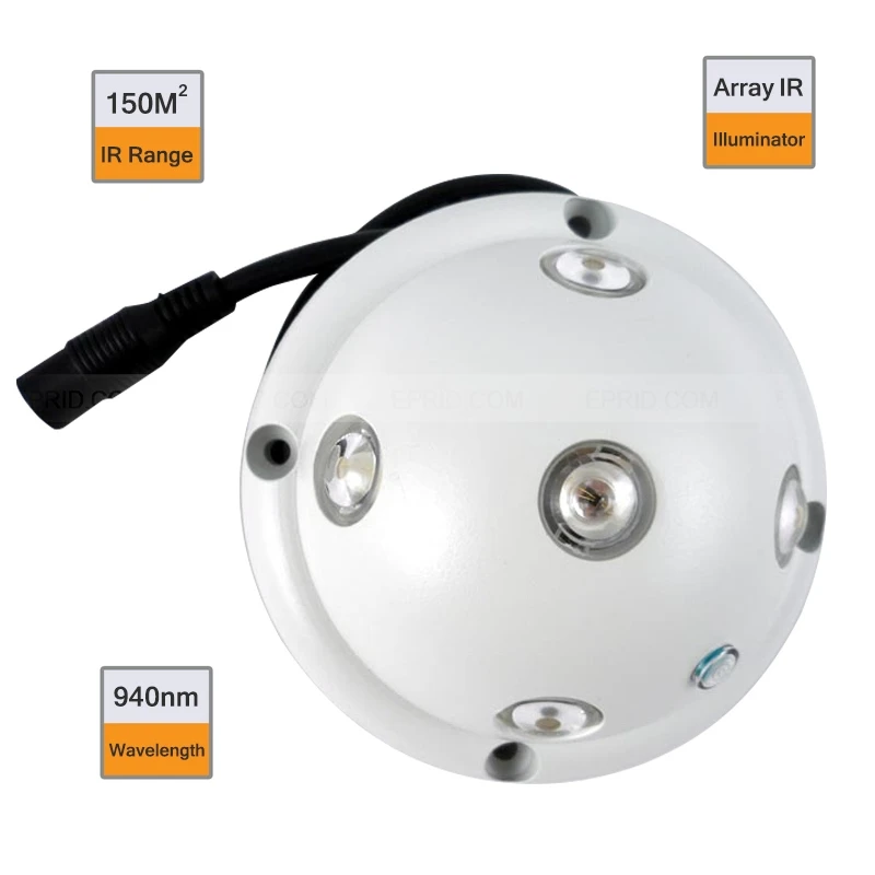 

3.5" 5 Array IR LED 150 Sqm 940nm Indoor Dome Illuminator Invisible Light for Camera