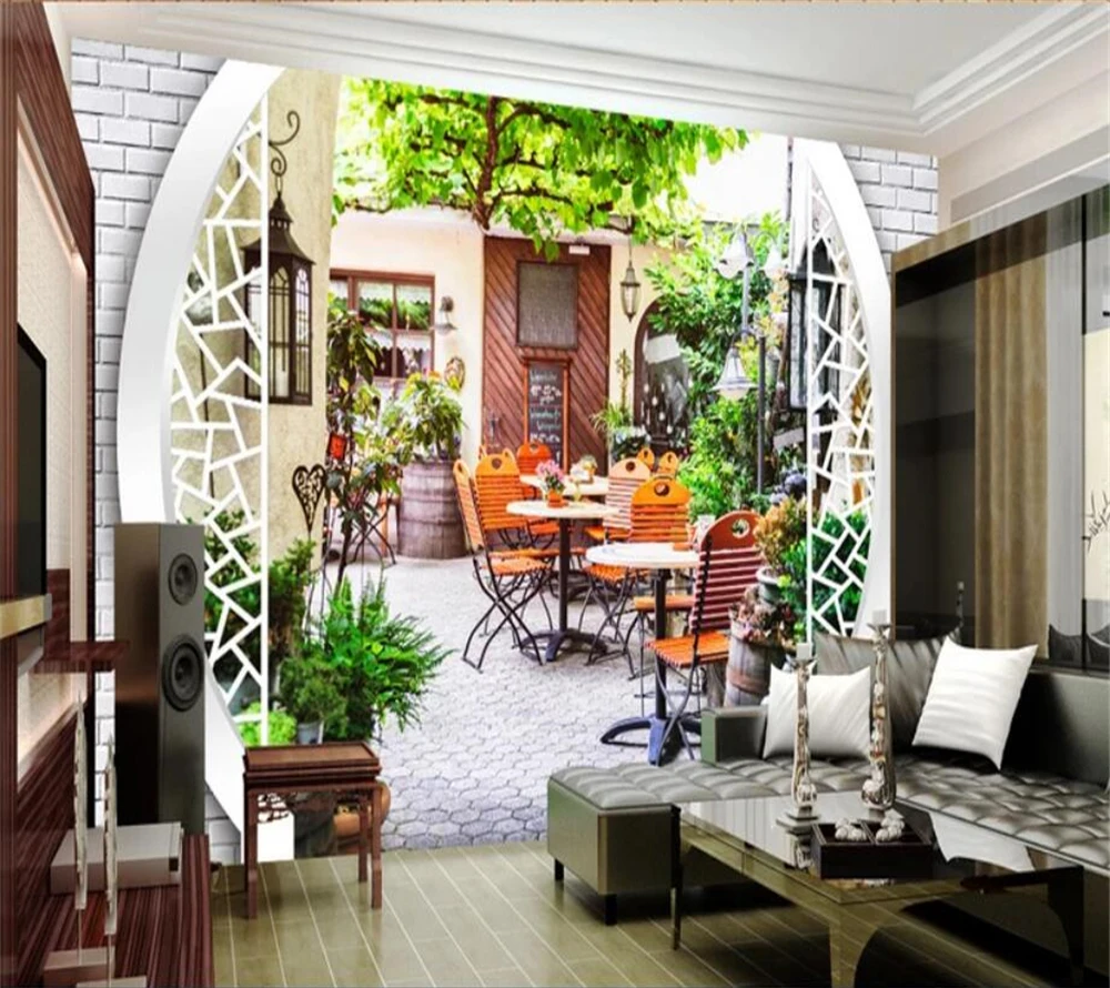 Декоративные обои Повседневный двор чай столовый Стиль 3D фон настенная живопись